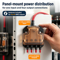 Boîtier de distribution de courant pour autoradio, porte-fusibles, avec entrée 0/4 AWG et sortie 4/8 AWG