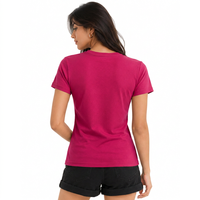 T-shirt pour femme 100% coton, col rond, manches courtes, couleur unie, respirant, jersey tricoté décontracté, coupe régulière, 190g