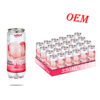 Boissons gazeuses Elisha Private Label en canettes PET de 330 ml, fabriquées en Chine, faible teneur en sucre, faible en calories, saveur fruitée de litchi, durée de conservation de 12 mois