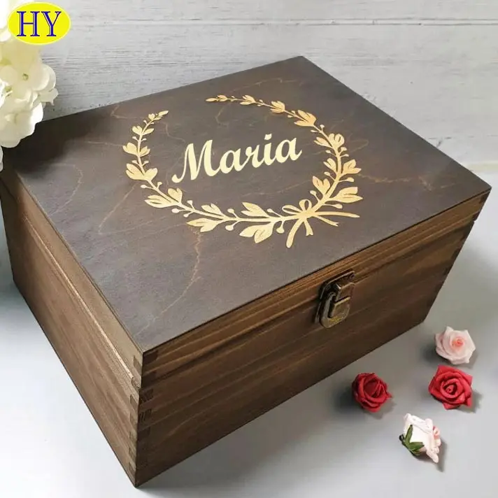 Handmade Wood Engraved Photo Box Personality Memory Wedding Anniversary Keepsake Gift Wooden Wedding Card Box For Reception