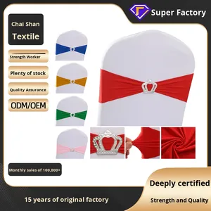 Housse de chaise élastique pour dossier de chaise, décoration, sangle de fixation gratuite, mariage, fête, couronne, nœud <span class=keywords><strong>papillon</strong></span>, sangle en polyester, moderne et simple - Product Image 2