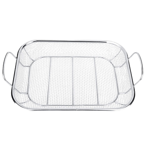 Panier de barbecue XL en acier inoxydable de qualité supérieure, 15'' x 11'', avec mailles carrées, résistant à la chaleur, avec deux poignées - Product Image 2