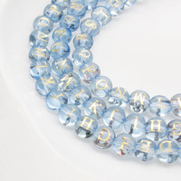 5 perles rondes en verre bleu transparent de 8 mm, perles lettres alphabet A-Z bleu glace, perles nom double face pour la fabrication de bijoux DIY