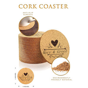 Kukesi sottobicchieri in legno personalizzati stampati assorbenti per bevande, sottobicchieri in sughero in legno per tazze da caffè per matrimoni, sottobicchieri per bomboniere - Product Image 2