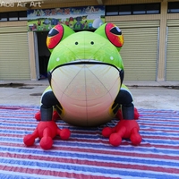 Grande grenouille gonflable réaliste et colorée avec pattes rouges pour l'affichage dans les zoos et les aires de jeux pour enfants