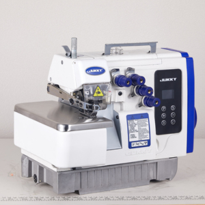 Machine à coudre surjeteuse industrielle JK haute vitesse pour matériaux légers à moyens, état neuf, moteur bleu foncé - Product Image 2