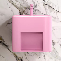 Lavabo mural en céramique couleur naturelle, avec support intégré pour shampoing et robinet, pour lavabo de salle de bain