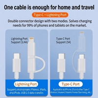 Cable de Datos de Carga Rápida PD Uno a Dos para Teléfono, Compatible con Apple 17/16/15, Cable de Carga Trenzado, Tipo-C Dos en Uno