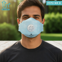 Masque de protection respiratoire pliable en forme de poisson, certifié FFP3 EN149, jetable, en tissu non tissé, 3 couches, respirant, anti-poussière, à usage industriel, avec valve
