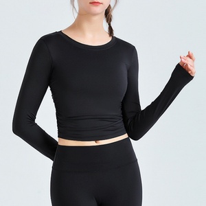 Tops de yoga à manches longues pour femmes sur mesure, vente en gros, chemises de sport pour filles, vêtements de sport pour femmes, vêtements de fitness pour l'équitation, vêtements de sport pour la salle de sport, t-shirt - Product Image 3