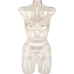 Conjunto de Lencería Sexy para Mujer Madura, Negro <span class=keywords><strong>Transparente</strong></span>, <span class=keywords><strong>con</strong></span> Bordado Floral, Encaje, Tirantes Ajustables, Sujetador y Bragas <span class=keywords><strong>con</strong></span> Liga - Product Image 4