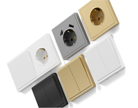 Fabricant OEM ODM, panneau tactile standard UE, 16A, haute qualité, grand format, interrupteur mural électrique 2 voies, 2 gangues, prise moderne de luxe