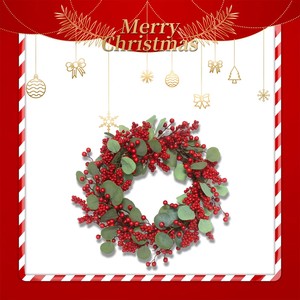 Guirlande de Noël artificielle réaliste avec baies rouges et feuilles d'eucalyptus pour porte d'entrée, mur, fête, maison, décoration de ferme - Product Image 5