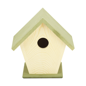 Decoratief vogelhuisje met afneembaar dak, natuurlijke houten nestkast voor knutselen - Product Image 2