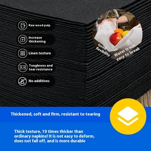 Tùy Chỉnh Màu Đen Kết Cấu Vải Lanh Khăn Giấy 30*43Cm Bụi Miễn Phí Khách Sạn Khăn Ăn In Bữa Ăn Tối Khăn Ăn Độn Miệng Vải - Product Image 3