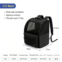 Sac à dos de transport pour animaux de compagnie Wakytu UK, respirant, en polyester, à double épaule, pour chiens et chats, pliable, portable, grande capacité, pour l'extérieur