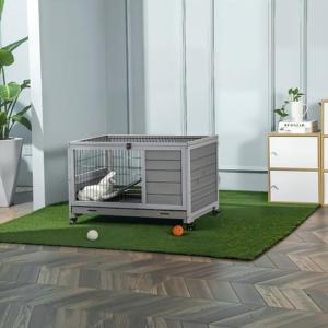 Poulailler en bois de <span class=keywords><strong>sapin</strong></span> massif avec plateau de nettoyage extractible, grande cage extérieure pour poules avec nichoir et barre de repos - Product Image 6