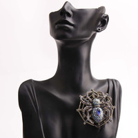 Broche araignée rétro style industrie lourde, de luxe vintage, avec strass, emblème insecte, accessoire de mode pour hommes et femmes, pour fêtes et tenues