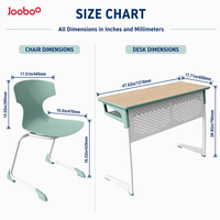 Meubles scolaires, ensemble de bureau et chaise double pour étudiants avec structure en métal et plateau en bois pour une utilisation en classe moderne
