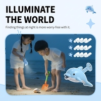 Lampe torche LED rechargeable en silicone en forme de dauphin pour enfants - Lampe de nuit portable d'urgence pour le camping avec porte-clés
