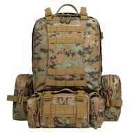 Tas Ransel Militer Trekking Luar Ruangan, Tas Ransel Kapasitas Besar 65L Mendaki Tahan Air Serangan Molle Kombinasi Tas Ransel Taktis