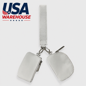 Porte-monnaie double pochette USA avec fermeture éclair, mini portefeuille compact en nylon unisexe avec porte-clés, doublure en polyester écologique - Product Image 1