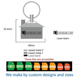 Porte-clés personnalisé <span class=keywords><strong>en</strong></span> métal <span class=keywords><strong>en</strong></span> forme de maison, gravure laser, logo imprimé UV, alliage de zinc, sublimation, porte-clés vierge - Product Image 2