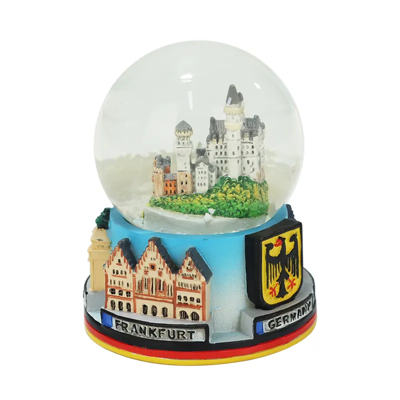 스노우 글로브 수지 공예 도매 주문 유럽 기념품 물 유리 글로브 관광 도시 기념품 주변 제품