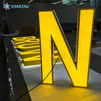 Enseignes 3D lumineuses LED en acrylique personnalisées pour intérieur/extérieur, finition miroir doré électroplaqué pour la décoration publicitaire commerciale
