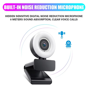 1080P Mini Caméra Full HD <span class=keywords><strong>Webcam</strong></span> Avec Anneau Lumière Microphone USB Diffusion En Direct Pour Youtube <span class=keywords><strong>PC</strong></span> Ordinateur Portable Prise De Vue Vidéo - Product Image 3