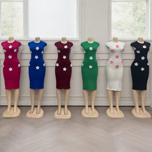 Estate moda <span class=keywords><strong>elegante</strong></span> donna francese festa romantica Casual 3d decalcomania senza maniche <span class=keywords><strong>abito</strong></span> <span class=keywords><strong>Slim</strong></span> <span class=keywords><strong>Fit</strong></span> - Product Image 4