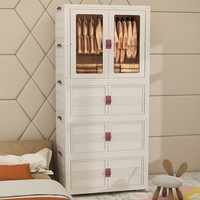 Armoire de rangement pour enfants de style nordique à sept niveaux et double porte, sans assemblage requis, organisateur de rangement domestique