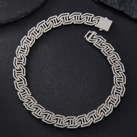 Collar de Cadena Cubana Geométrica Plateada con Incrustaciones de Diamantes de Imitación, Joyería Hip Hop de Aleación de Zinc para Hombres, Mujeres y Raperos en Fiestas