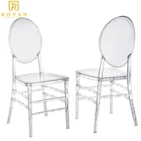 Rovan Furniture Crystal Clear Polycarbonate Tiffany Resin Bahasa Perancis Louis Kursi Chiavari Acara Sewa Akrilik Hantu Kursi