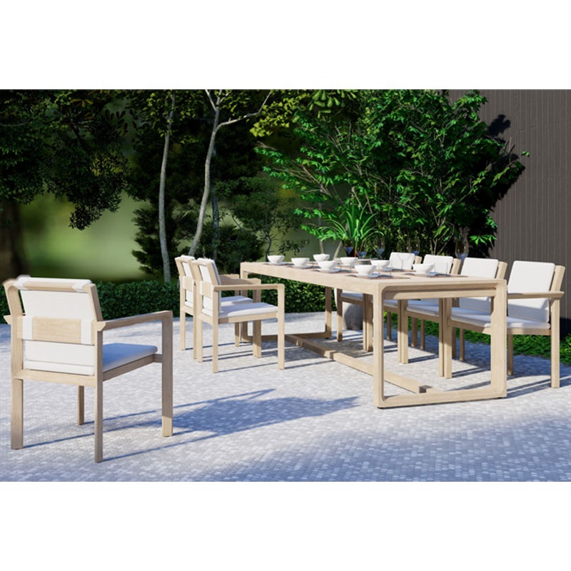 New design luxury hotel patio teak wood outdoor furniture garden dining table and chair