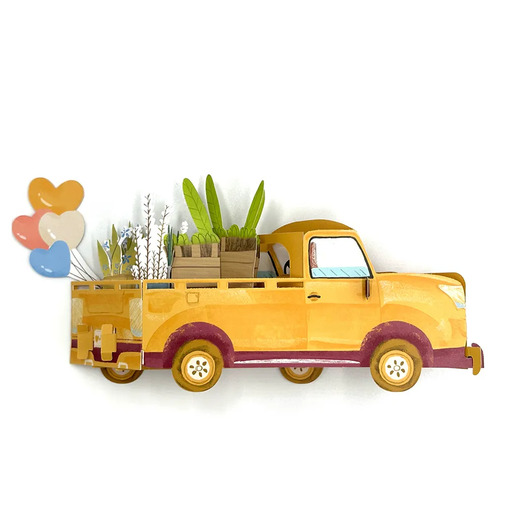 Custom Flower Truck 3D Cards Pop Up Gifts For Women Men Valentine Gifts Greeting Cards Valentine'S Day Card