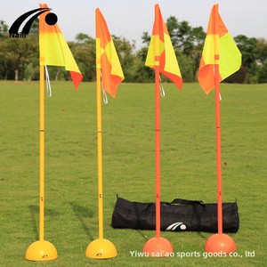 Poteaux de marquage pour entraînement de football, ensemble de cônes de dribble, drapeaux de coin, équipement scolaire, poteaux d'obstacles 1,5 m, lot de 4, PVC et ABS, orange/jaune - Product Image 2