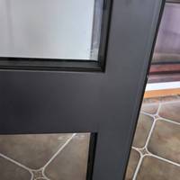Puerta Delantera Arqueada Minimalista de Madera y Aluminio Vintage, Ventanas Blancas Delgadas Impermeables para Dormitorio, Pasillo, Exterior, Baño