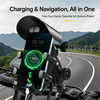 Support de téléphone pour moto à 7 griffes, chargeur sans fil, antichoc, dégagement rapide, charge rapide 15W, 360° °   Support de guidon antivol
