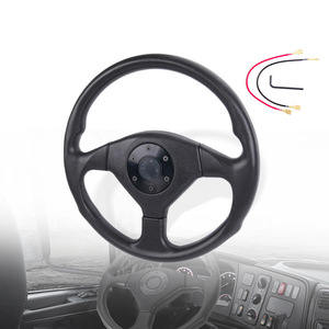 Racing Steering <b>Wheel</b> 14 Inch Pu Black 3 <b>Spokes</b> General Purpose Type - Product Image 1