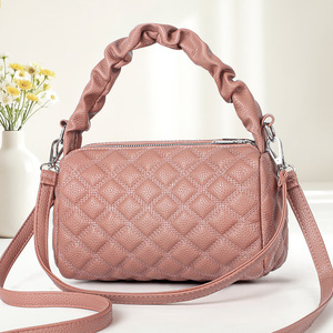 Sac à main carré petit format en cuir matelassé noir à motif losanges An Ru Shi, sac bandoulière pour usage quotidien - Product Image 3