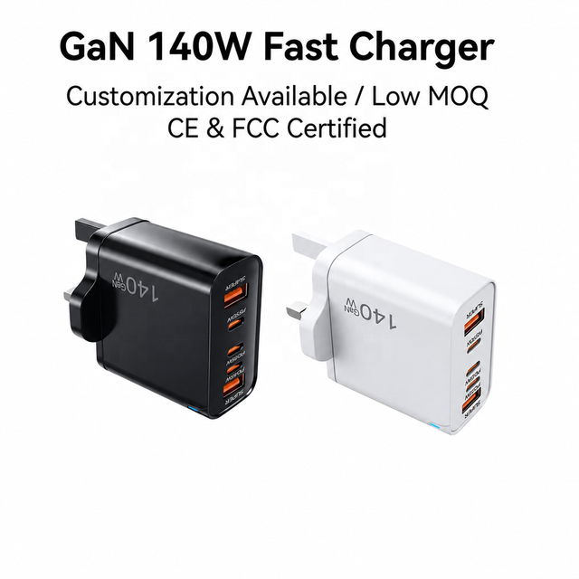 140W Multi Port GaN Phone Charger 3USB-C 2USB-A PD Quick Charge  Phone Charger Fast OEM Custom Wholesale for Notebook Cell Phone