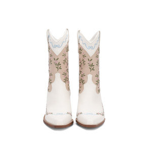 Sepatu bot setengah musim gugur/musim dingin wanita, sepatu bot desain terbaru pabrik dengan hak Chunky warna putih - Product Image 2