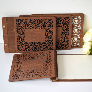 Album photo en bois gravé <span class=keywords><strong>au</strong></span> laser avec couverture personnalisable, cadeau d'anniversaire personnalisé, <span class=keywords><strong>livre</strong></span> de souvenirs de mariage rustique pour couples - Product Image 3