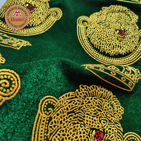 Tissu de mariage nigérian George Isiagu de haute qualité en velours et dentelle, imprimé violet africain Ankara pour robe de mariée traditionnelle