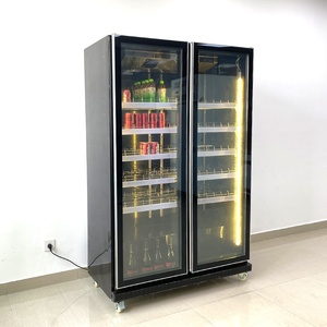 Thương mại LED đôi cửa kính phẳng thẳng đứng hiển thị tủ lạnh tủ lạnh - Product Image 4