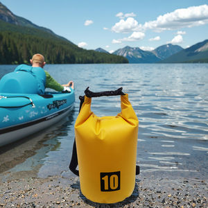 Stampato su misura 500D PVC leggero 10L capacità Roll Top Dry Wet Bag giallo portatile spiaggia all'aperto campeggio moda oceano Pack - Product Image 1
