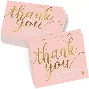 Low Moq High Quality Luxury Custom Pink Metallic Foil Logo Business Postcard Wedding Thank You Card