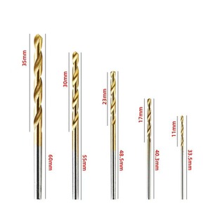 Jeu de forets hélicoïdaux 1-3 mm en acier rapide plaqué titane pour le perçage du bois - Product Image 1