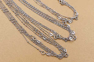 Collar de cuentas dobles de Plata de Ley 925 de alta calidad, cadenas finas chapadas en rodio para compromiso, boda, venta al por mayor disponible - Product Image 5